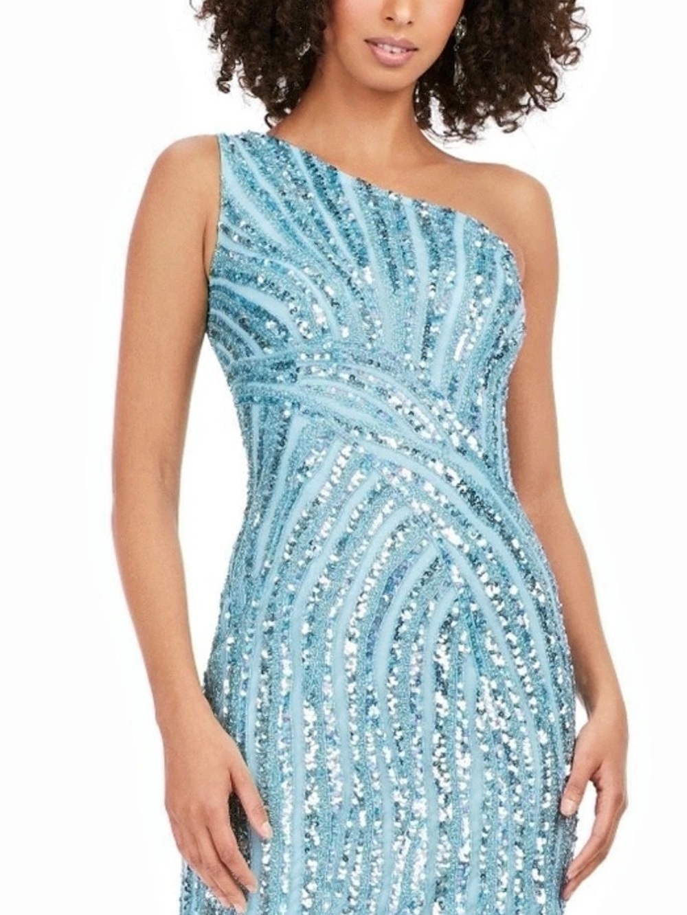 737. Ashley Lauren Sequin Mini Dress in Blue & Silver Size 4 NWT
